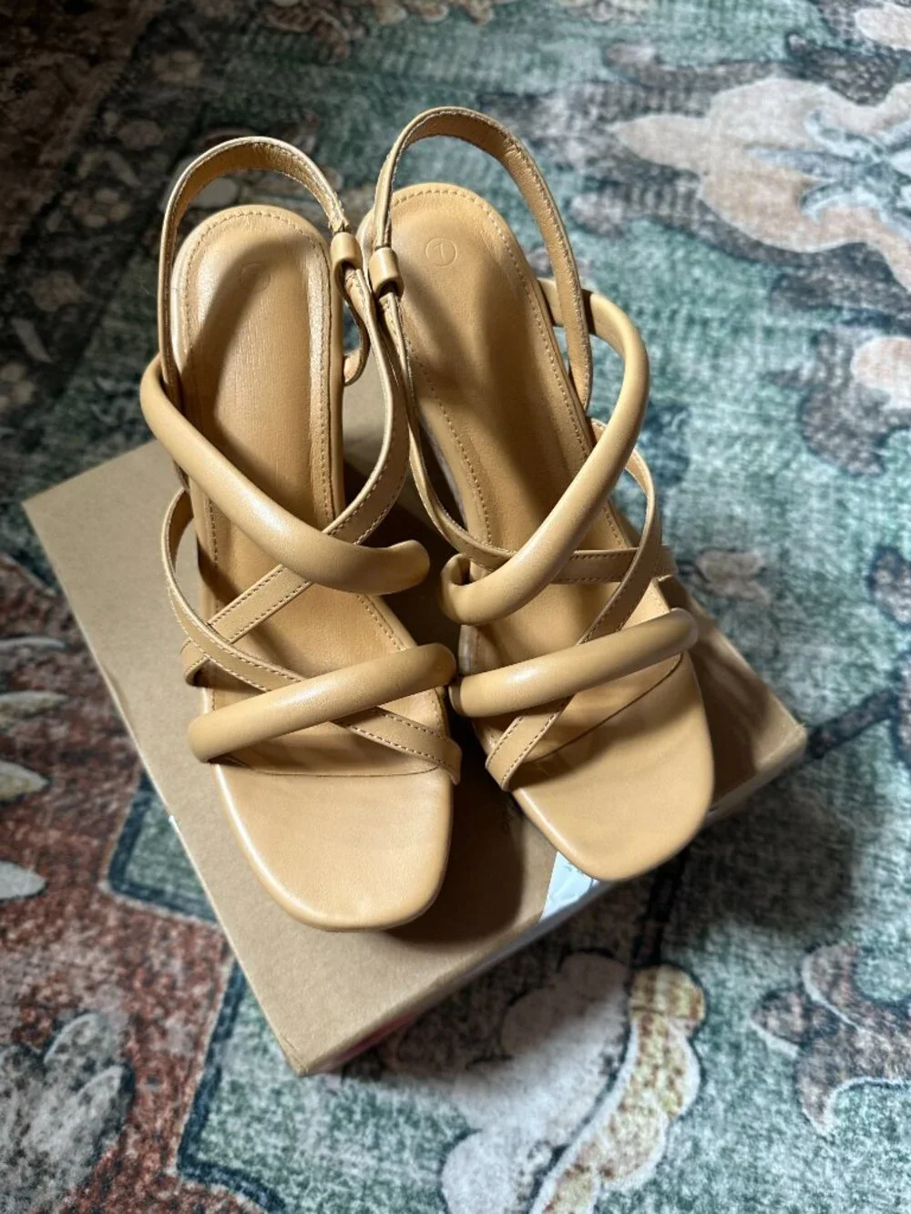 NIB Tan Strappy Padded Cork Wedges | Summer Boho-Glam Sandals